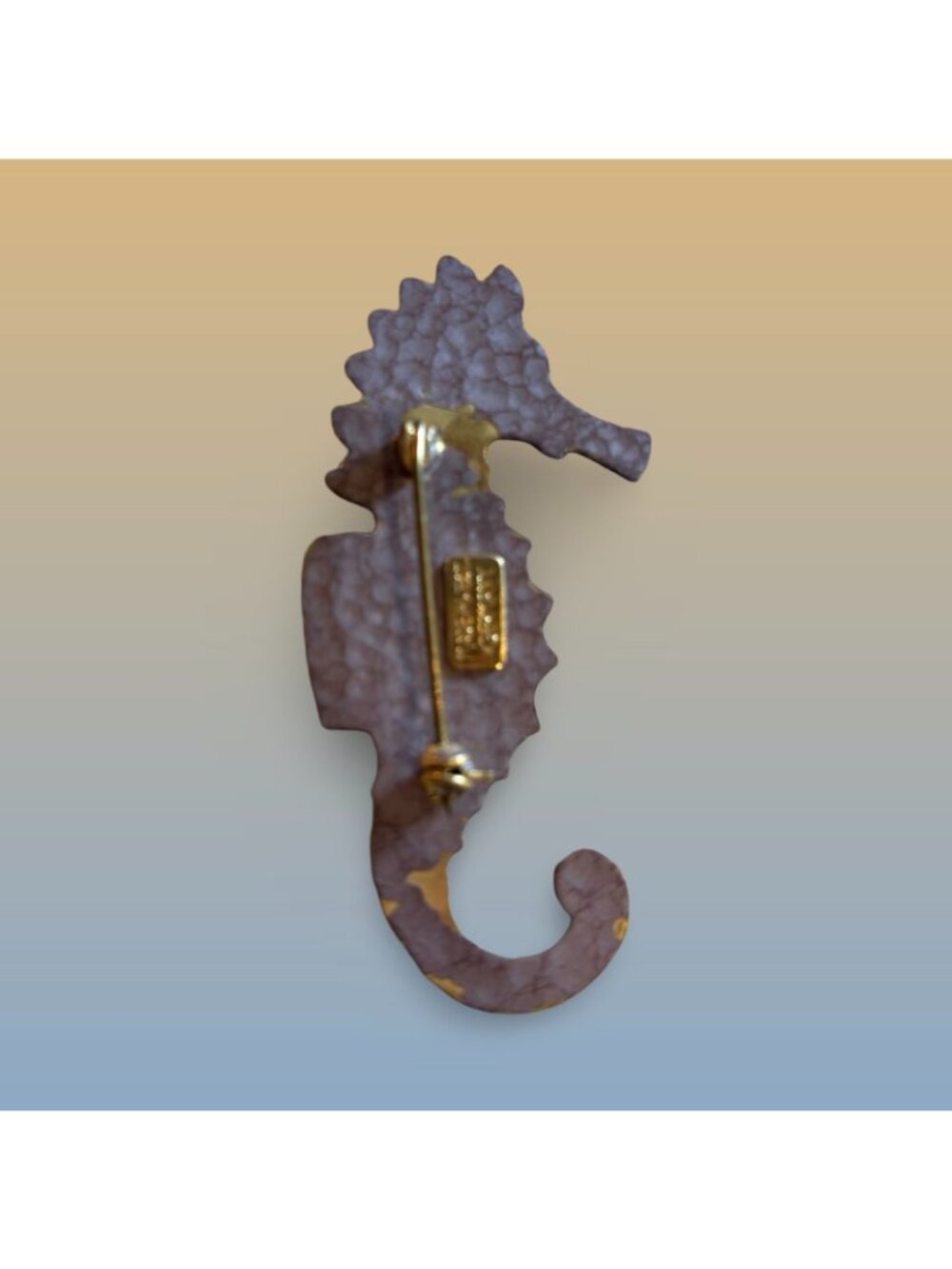 West Germany Seahorse Figurine Ornament With Blue Gold Finish Statement Vintage - Picture 5 of 9